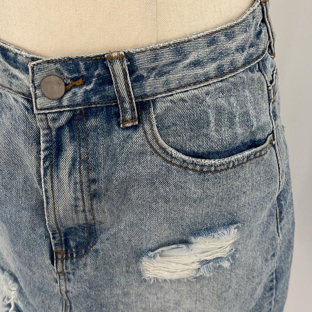 VALLEYGIRL Size 10 distressed denim skirt ripped style ALine - Picture 3 of 4